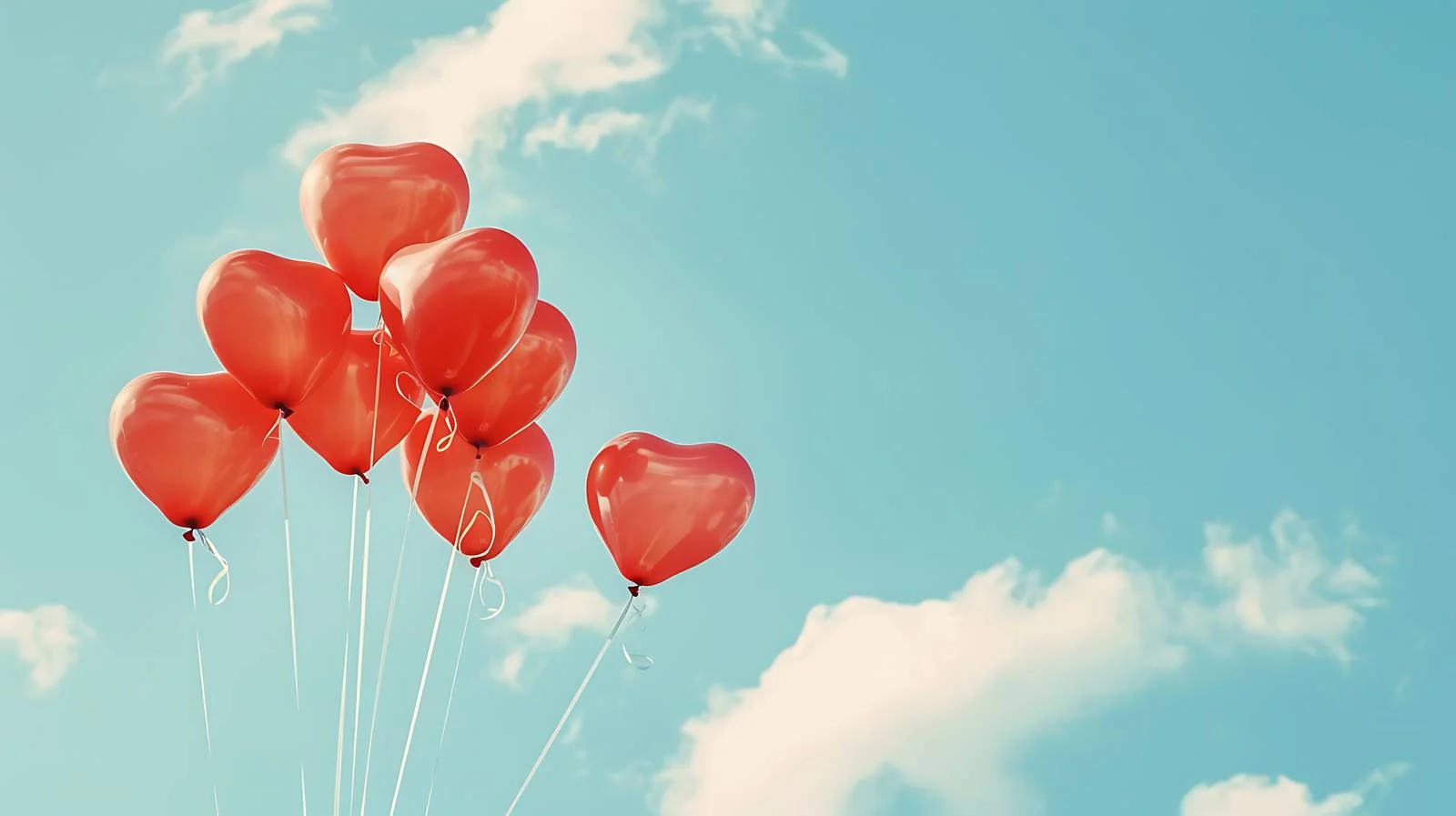 Romantic Heart Balloons in Blue Sky — free download from Dotvec