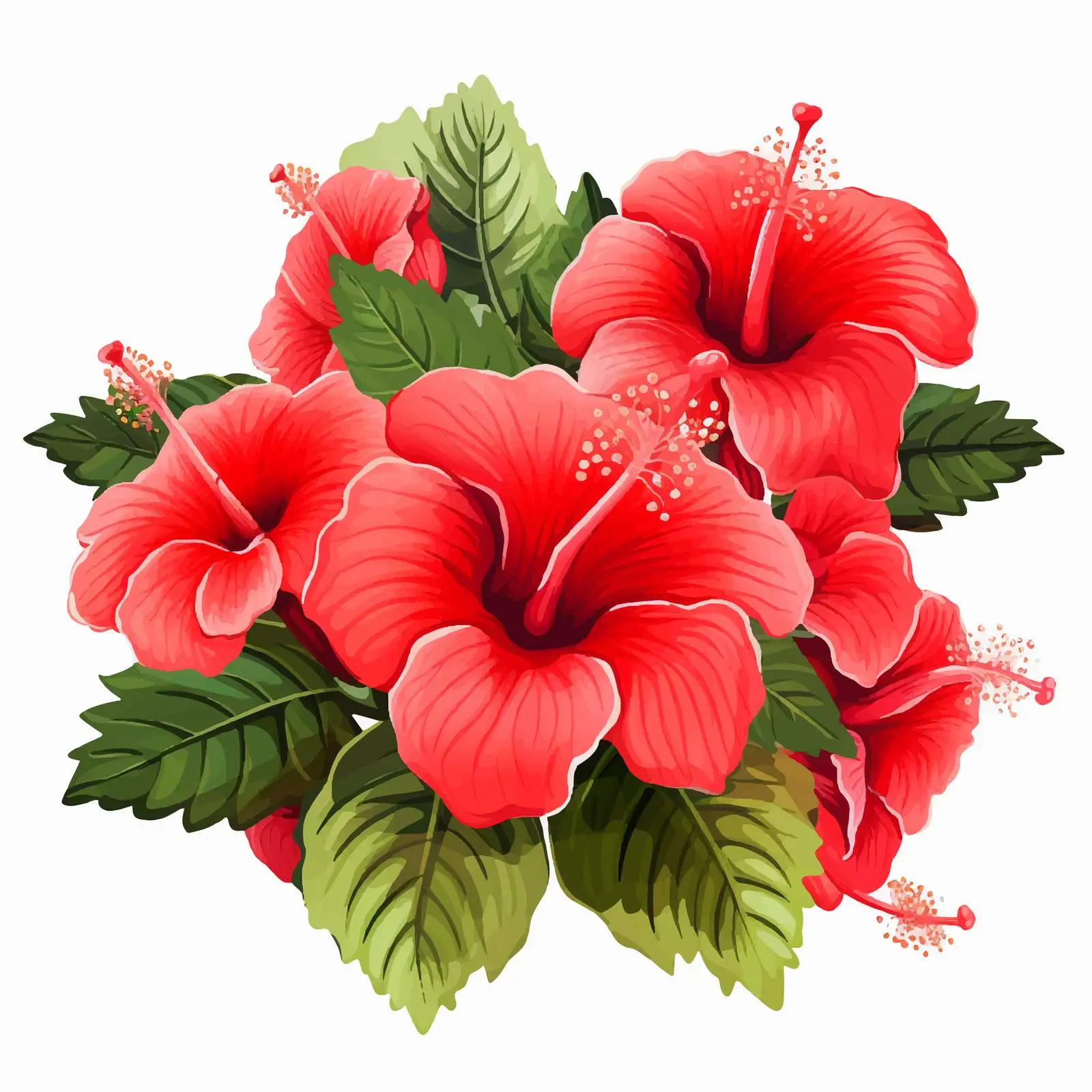 Red Hibiscus Flowers Bush Illustration Vector – free flower bush image from Dotvec