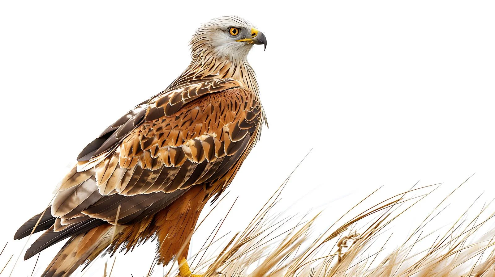 Sole Red Kite Bird Amid Grass — free download from Dotvec