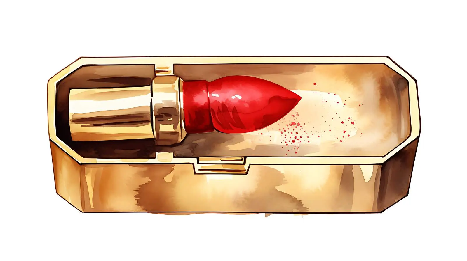 Elegant Red Lipstick in Golden Metal Box — free download from Dotvec
