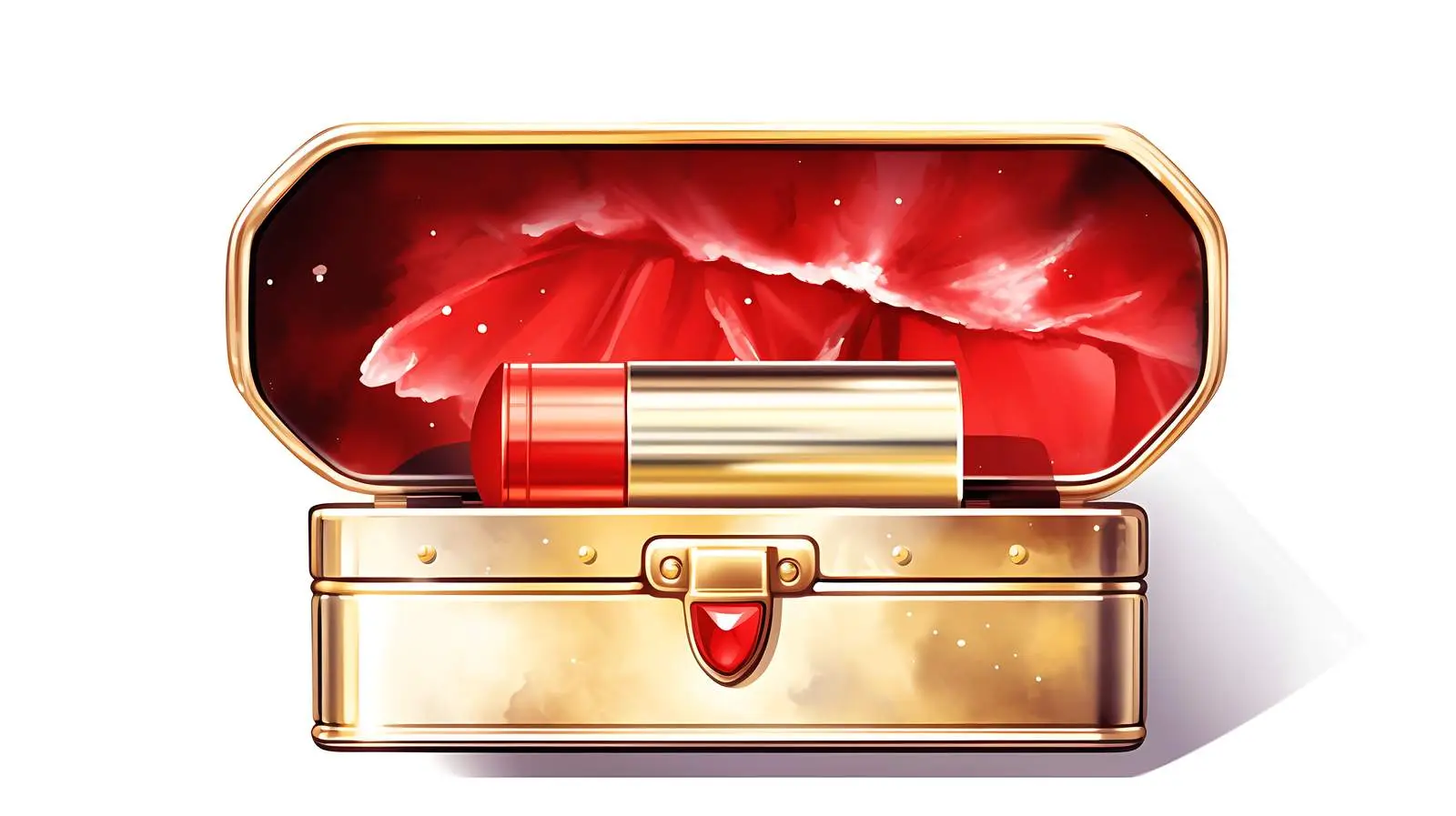 Elegant Red Lipstick in Golden Box — free download from Dotvec