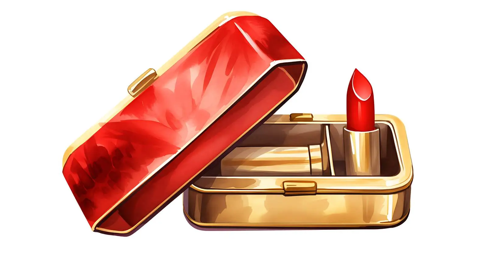 Luxurious Red Lipstick in Golden Metal Box — free download from Dotvec