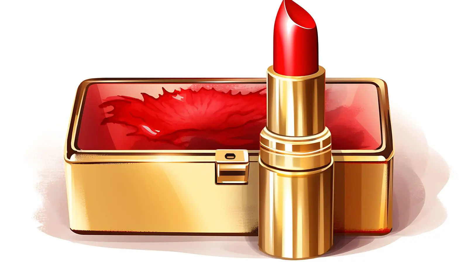 Elegant Red Lipstick in Golden Box — free download from Dotvec
