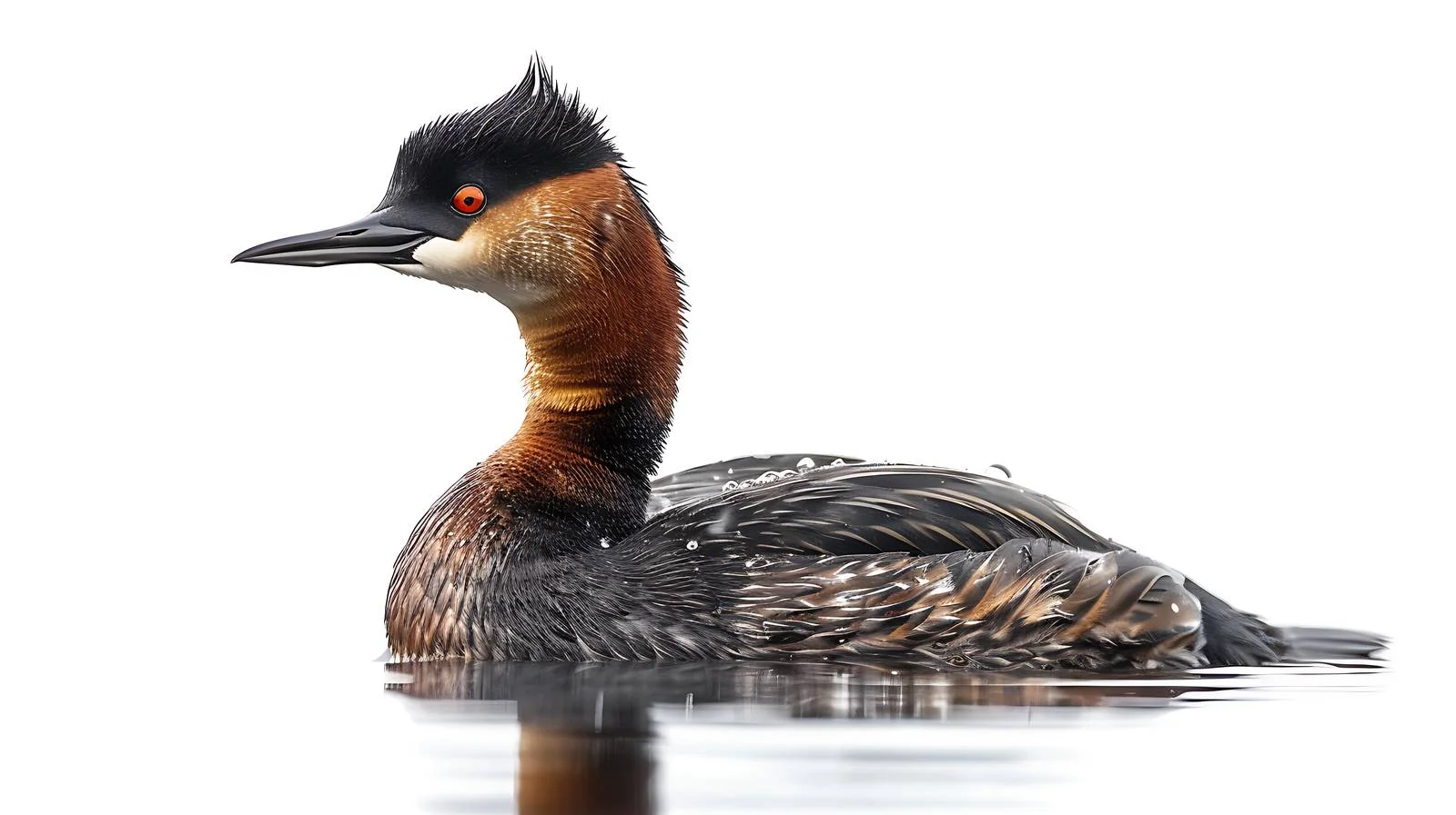 Graceful Red-necked Grebe on White Background — free download from Dotvec