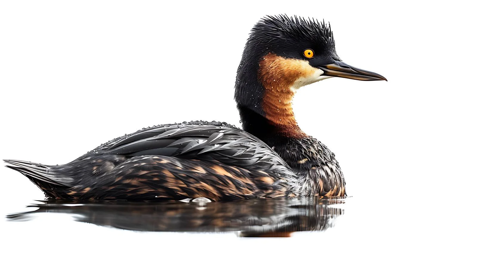 Elegant Red-necked Grebe on White Background — free download from Dotvec