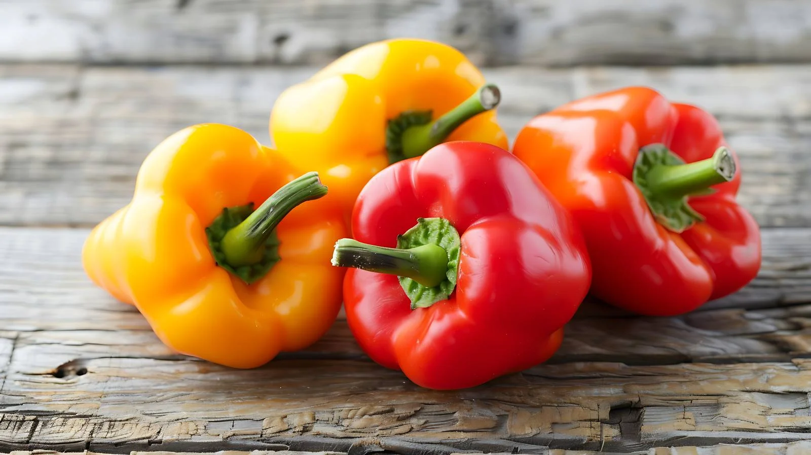 Vibrant Sweet Pepper Trio on Rustic Wood — free download from Dotvec