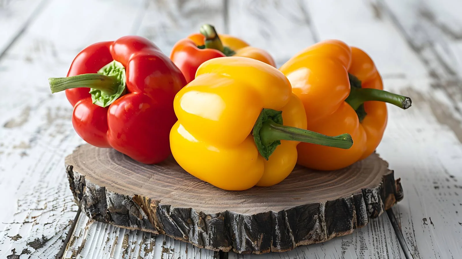 Vibrant Sweet Peppers on Distressed Wood — free download from Dotvec