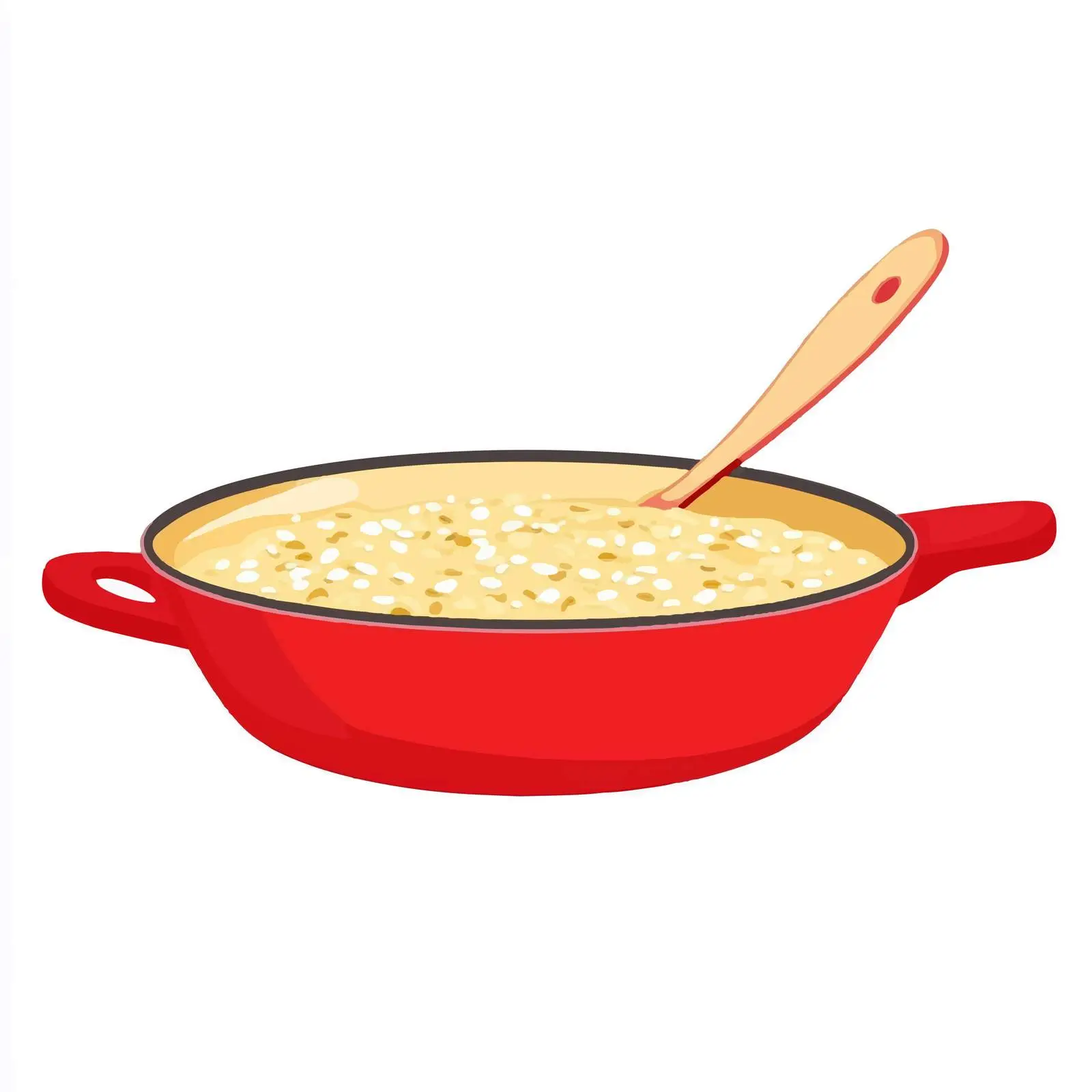 Red Pan with Porridge Vector Illustration — free download from Dotvec