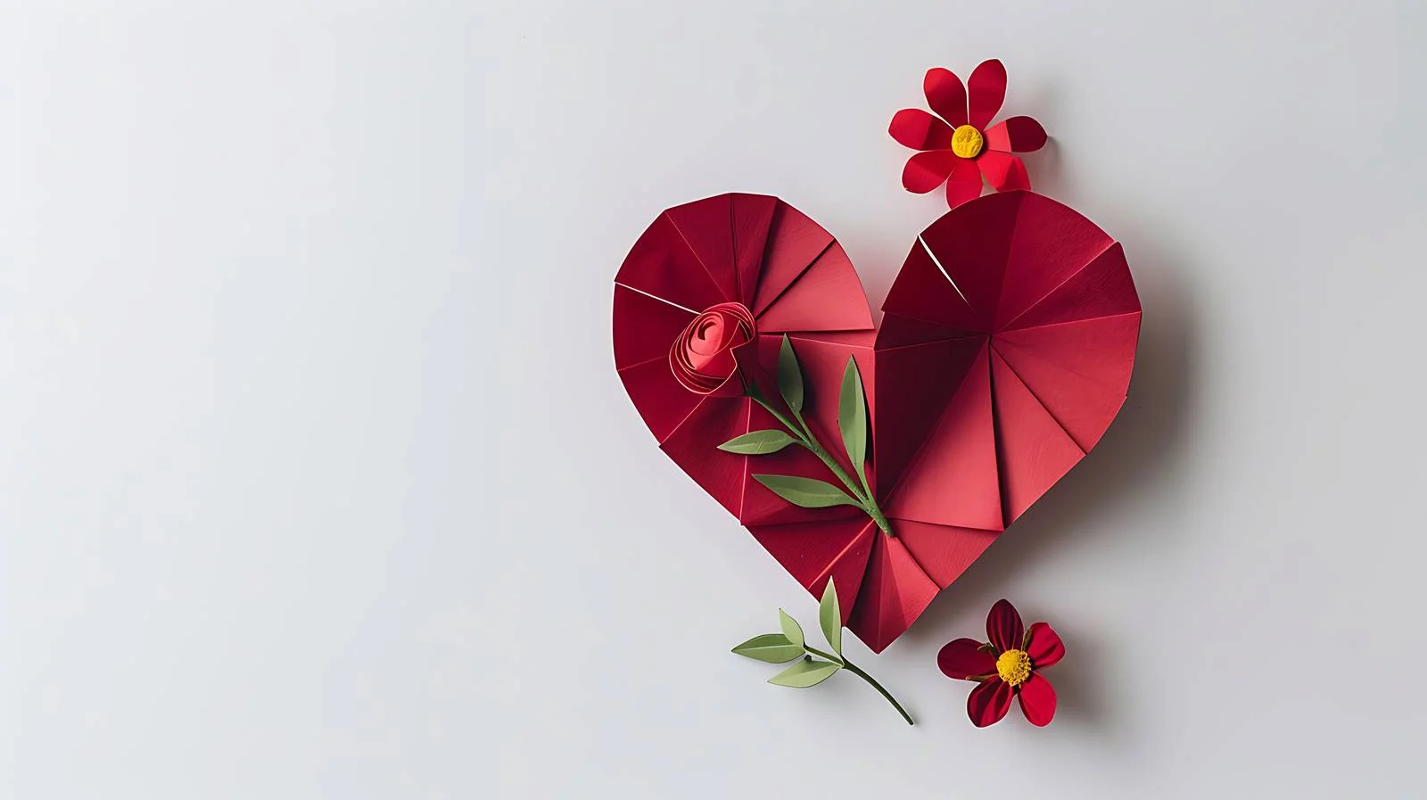 Red Heart Flower on White Background — free download from Dotvec