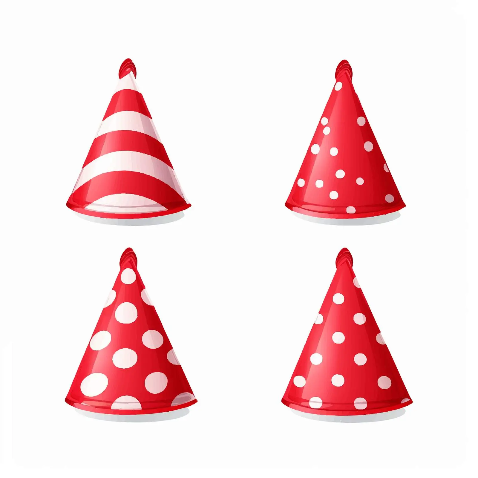 Red Party Hats Illustration on White Background — free download from Dotvec