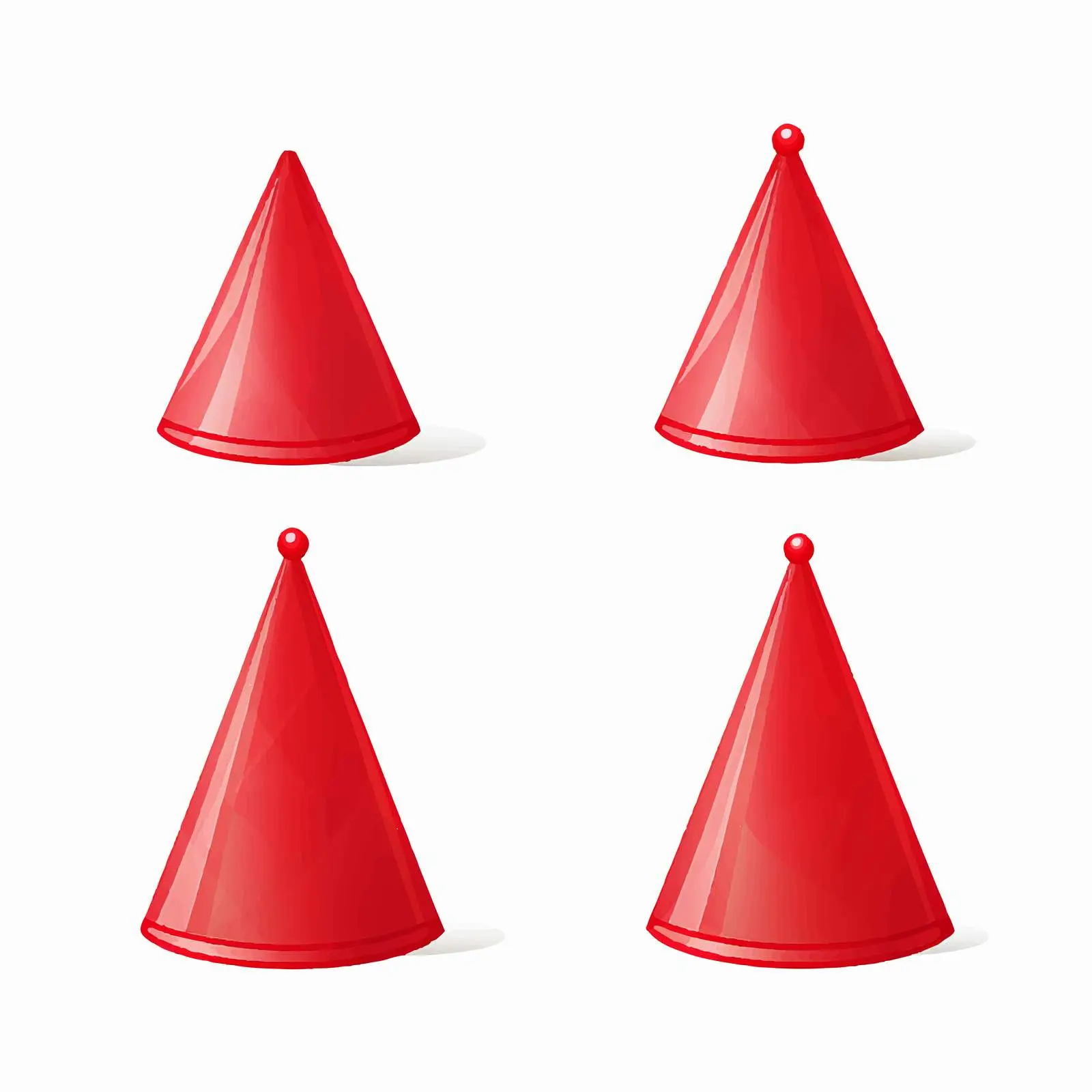Red Party Hats Illustration on White Background — free download from Dotvec