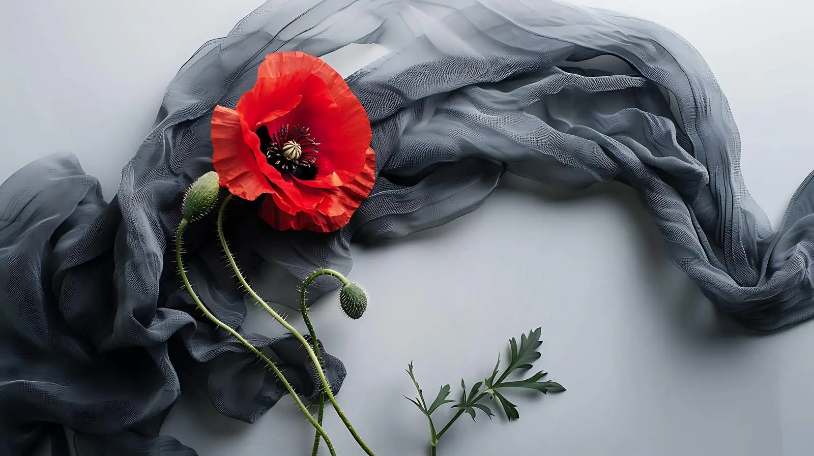 Stylish Red Poppy Flower on Crumpled Cloth — free download from Dotvec