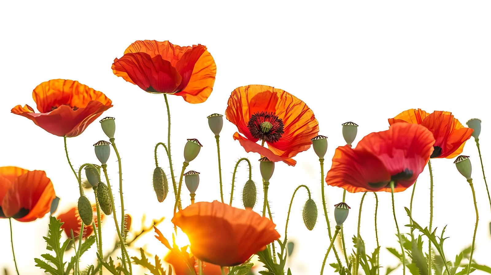 Vibrant Red Poppies on Sunset Sky — free download from Dotvec