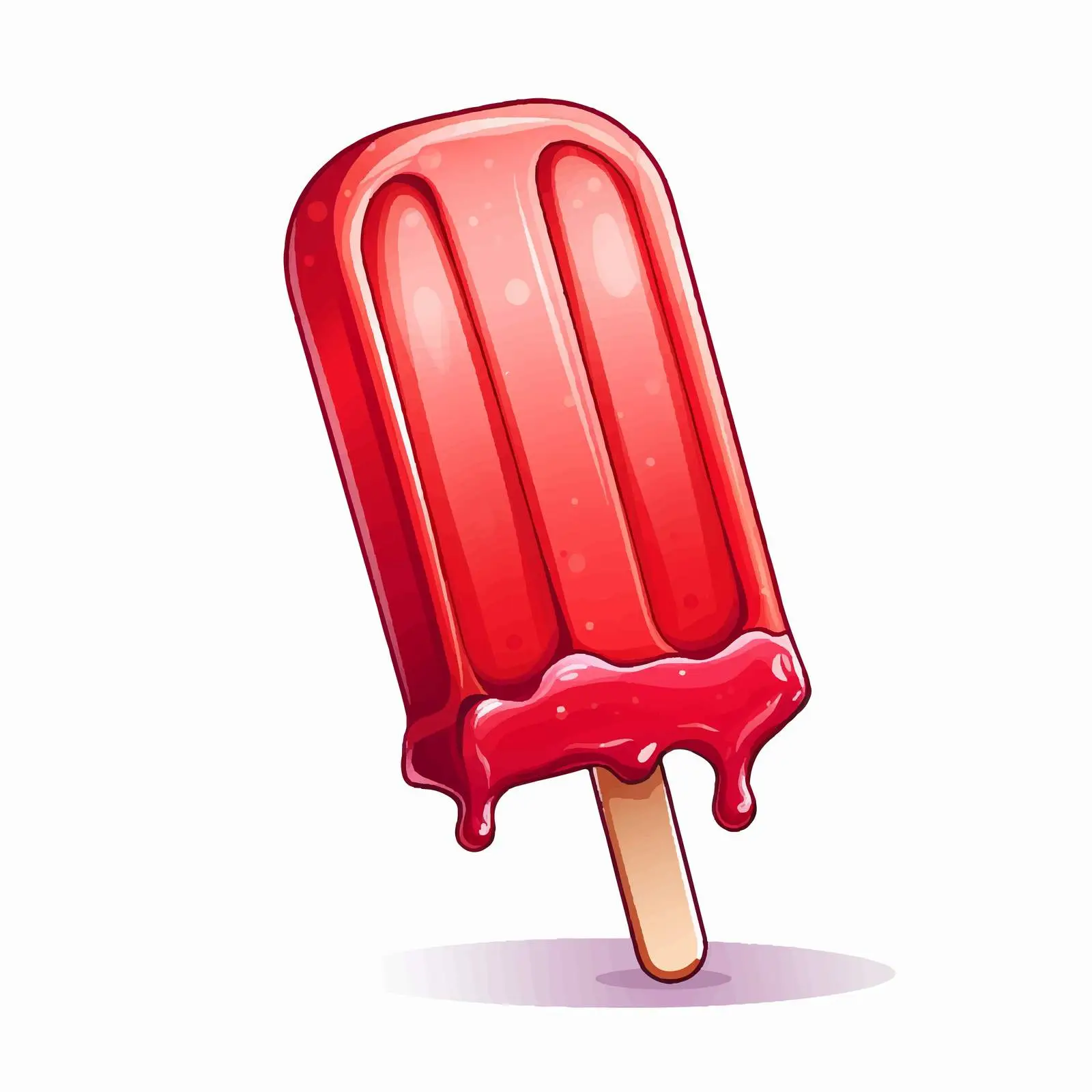 Melting Red Popsicle Illustration on Stick – free frozen dessert image from Dotvec