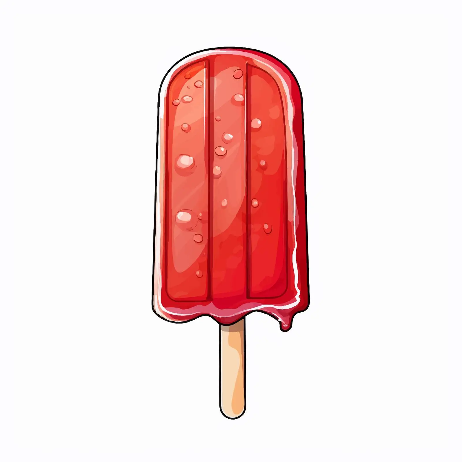 Cartoon Red Popsicle on Stick Illustration – free frozen dessert image from Dotvec