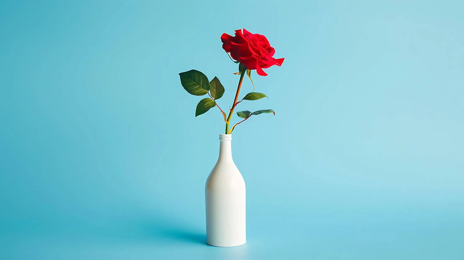 Elegant Red Rose in White Bottle — free download from Dotvec