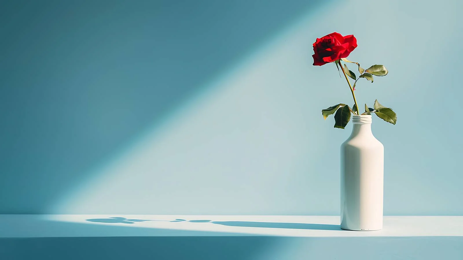 Elegant Red Rose in White Bottle — free download from Dotvec