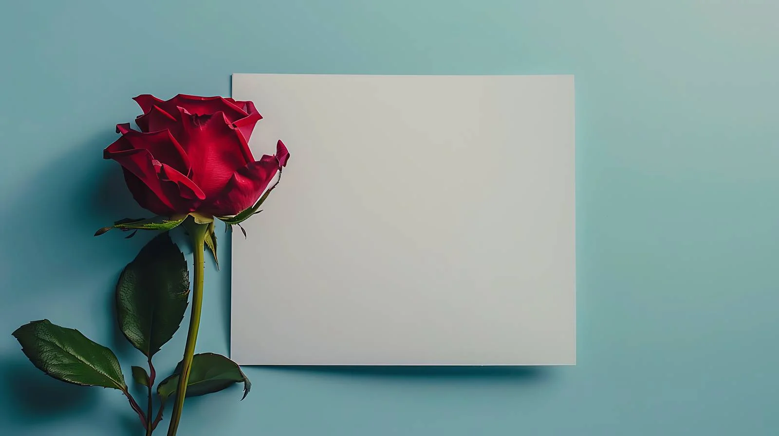 Elegant Red Rose Note on Blue Background — free download from Dotvec