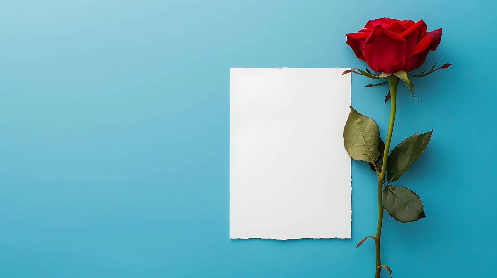 Vibrant Red Rose With Blank Paper — free download from Dotvec