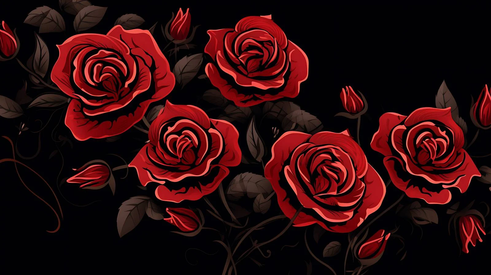 Elegant Red Roses on Black Background — free download from Dotvec