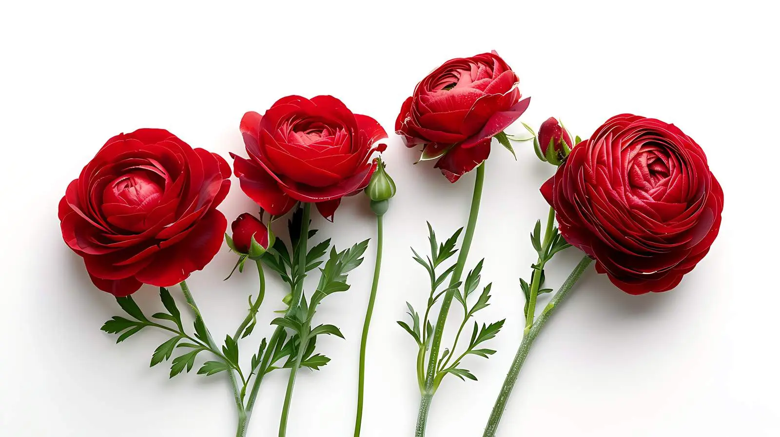 Red Roses or Ranunculus on White Background — free download from Dotvec