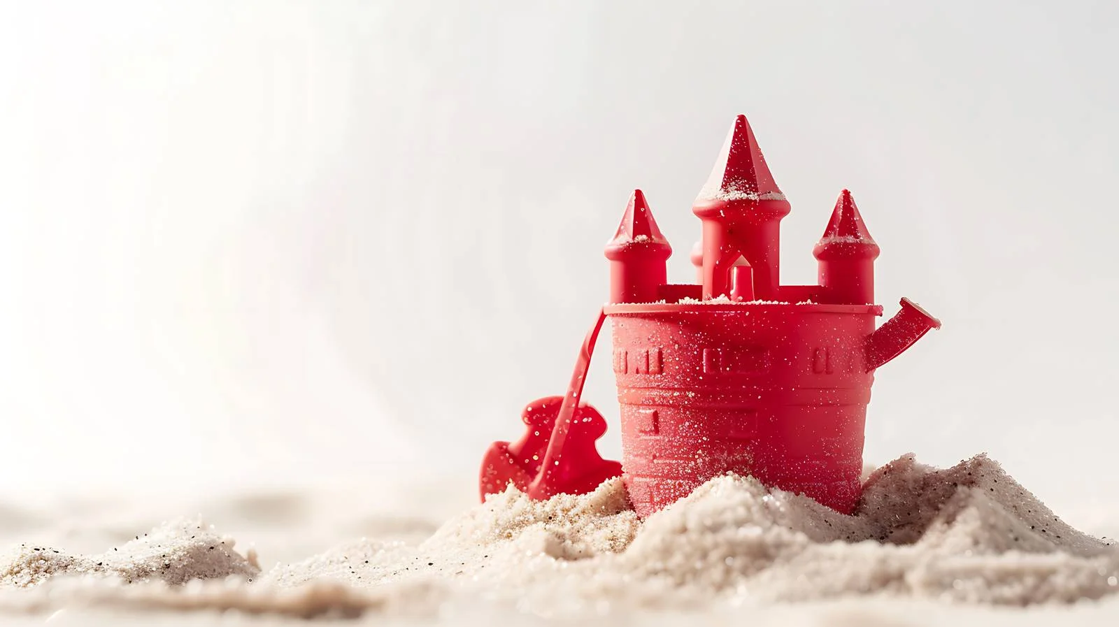Red Sand Castle Bucket on Sand Background — free download from Dotvec