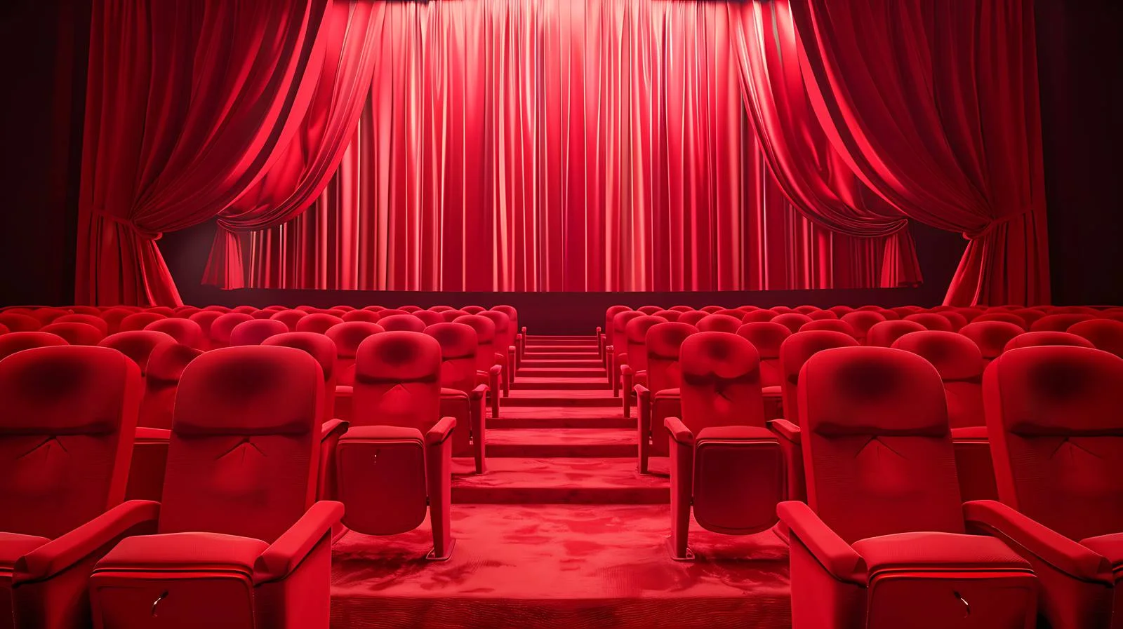 Deserted theater with vibrant red decor — free download from Dotvec