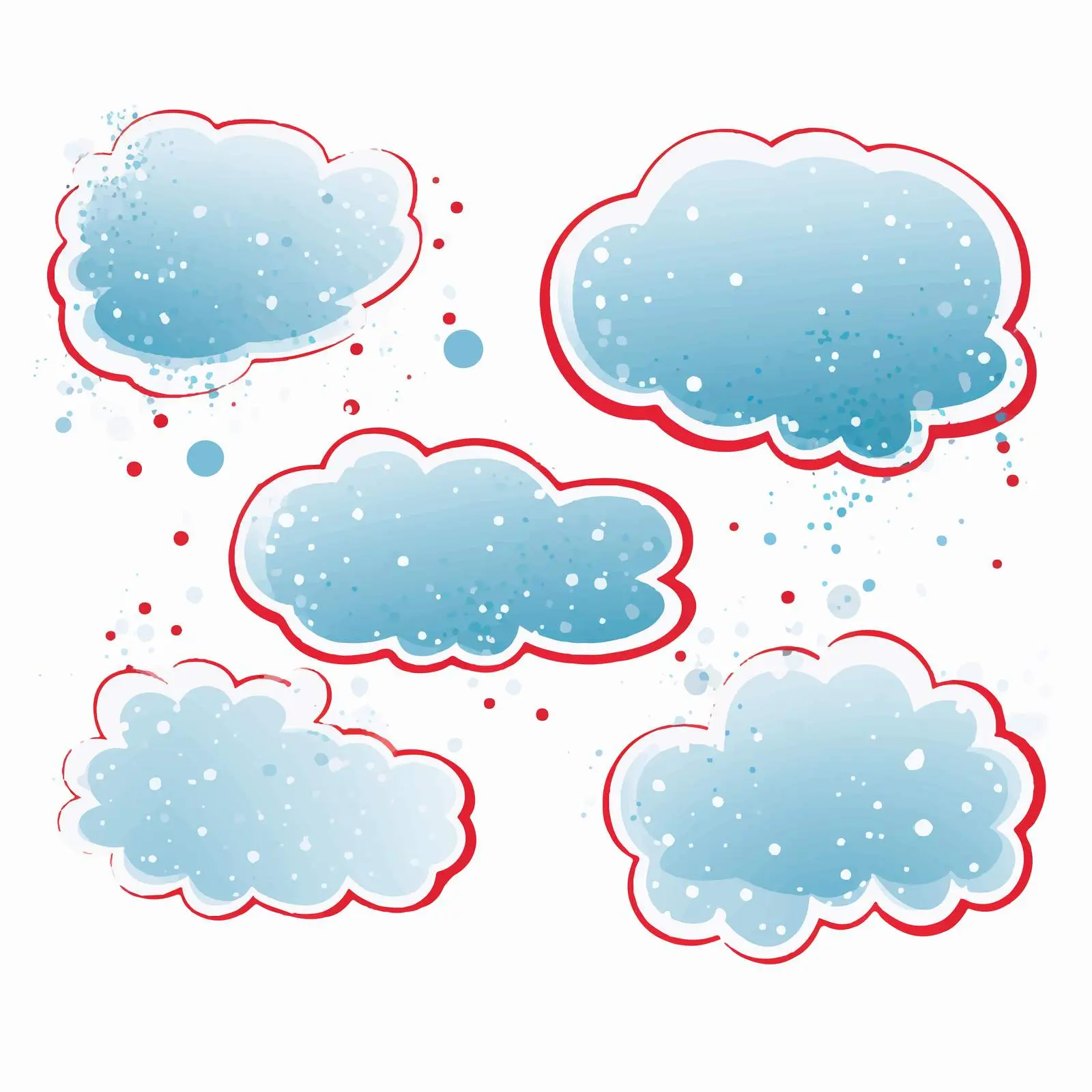 Red Hand Drawn Speech Bubble Vectors with Snowflakes – free speech bubbles image from Dotvec