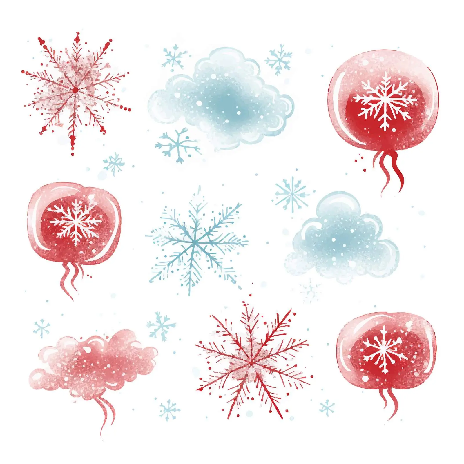 Red Wet Speech Bubble Brushes with Snowflakes — free download from Dotvec