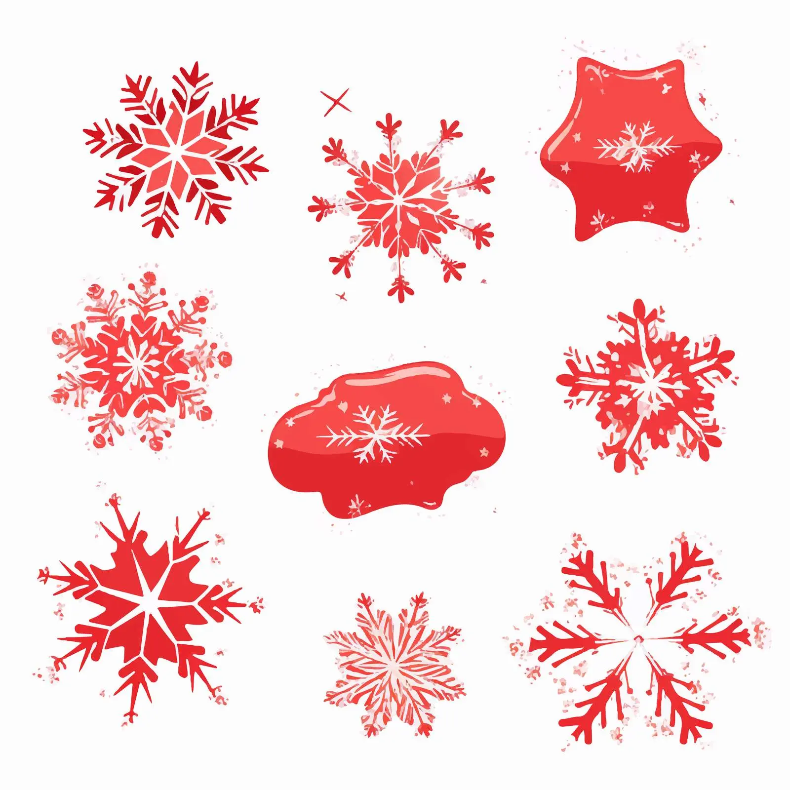 Red Wet Speech Bubble Brushes with Snowflakes – free speech bubbles image from Dotvec