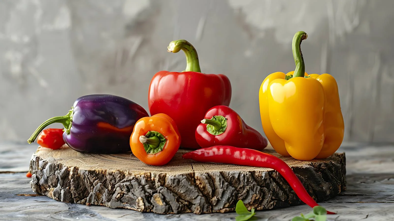 Vibrant sweet pepper assortment on rustic surface — free download from Dotvec