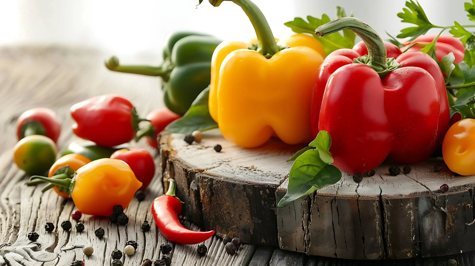 Vibrant Red Pepper amidst Assorted Peppers — free download from Dotvec