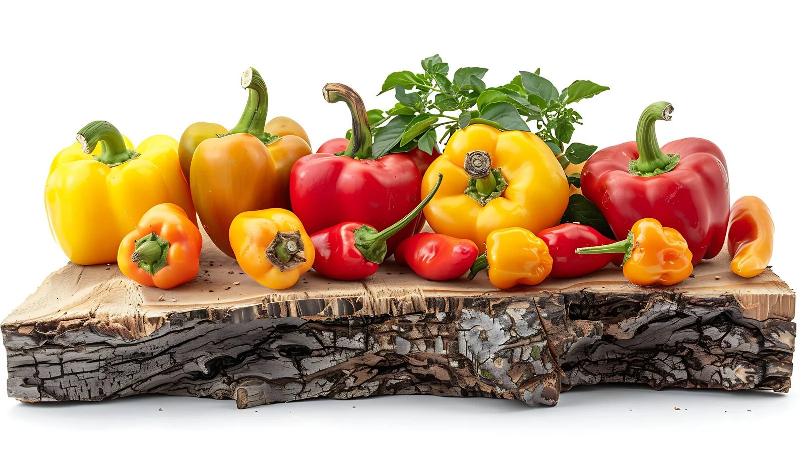 Vibrant Red Pepper Among Assorted Peppers on Wood — free download from Dotvec