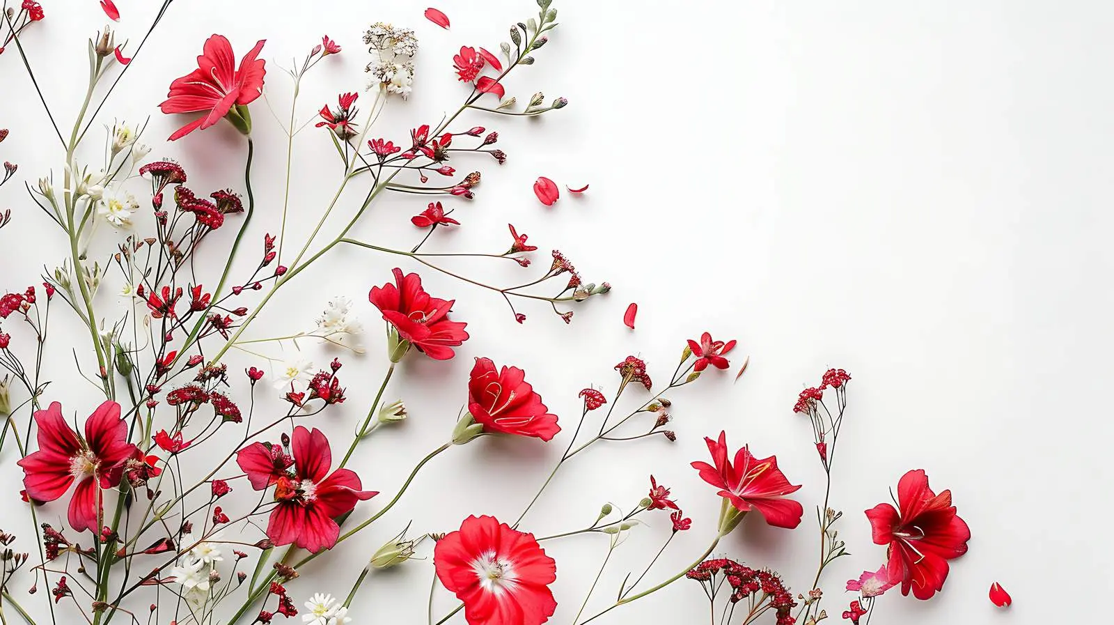 Red Wildflowers Bouquet on White Background — free download from Dotvec