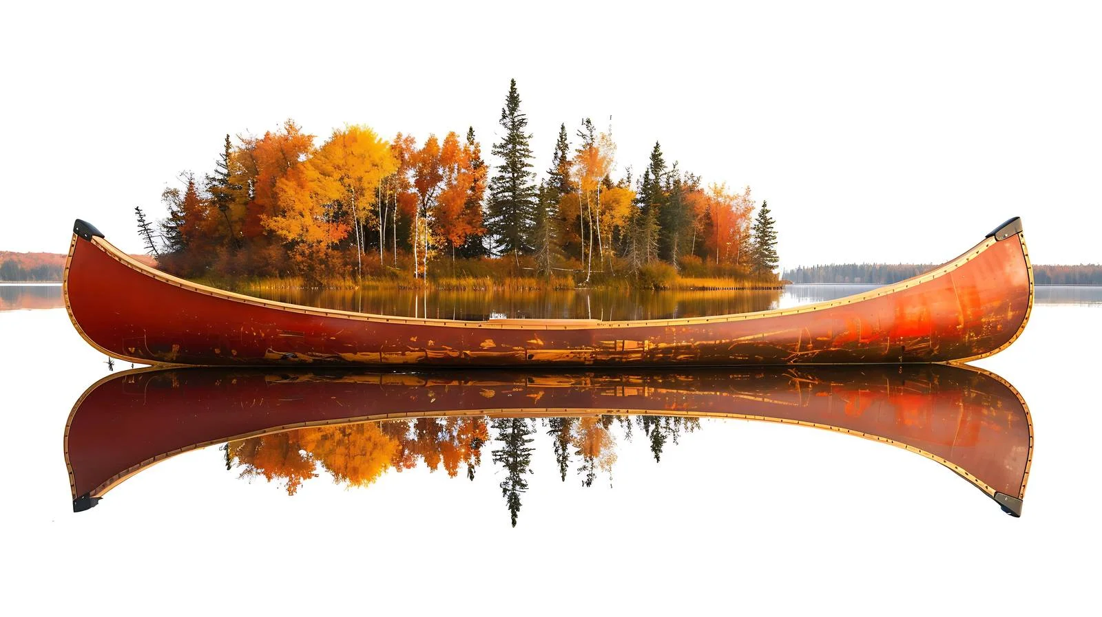 Tranquil Red Canoe Floating on Minnesota Lake — free download from Dotvec