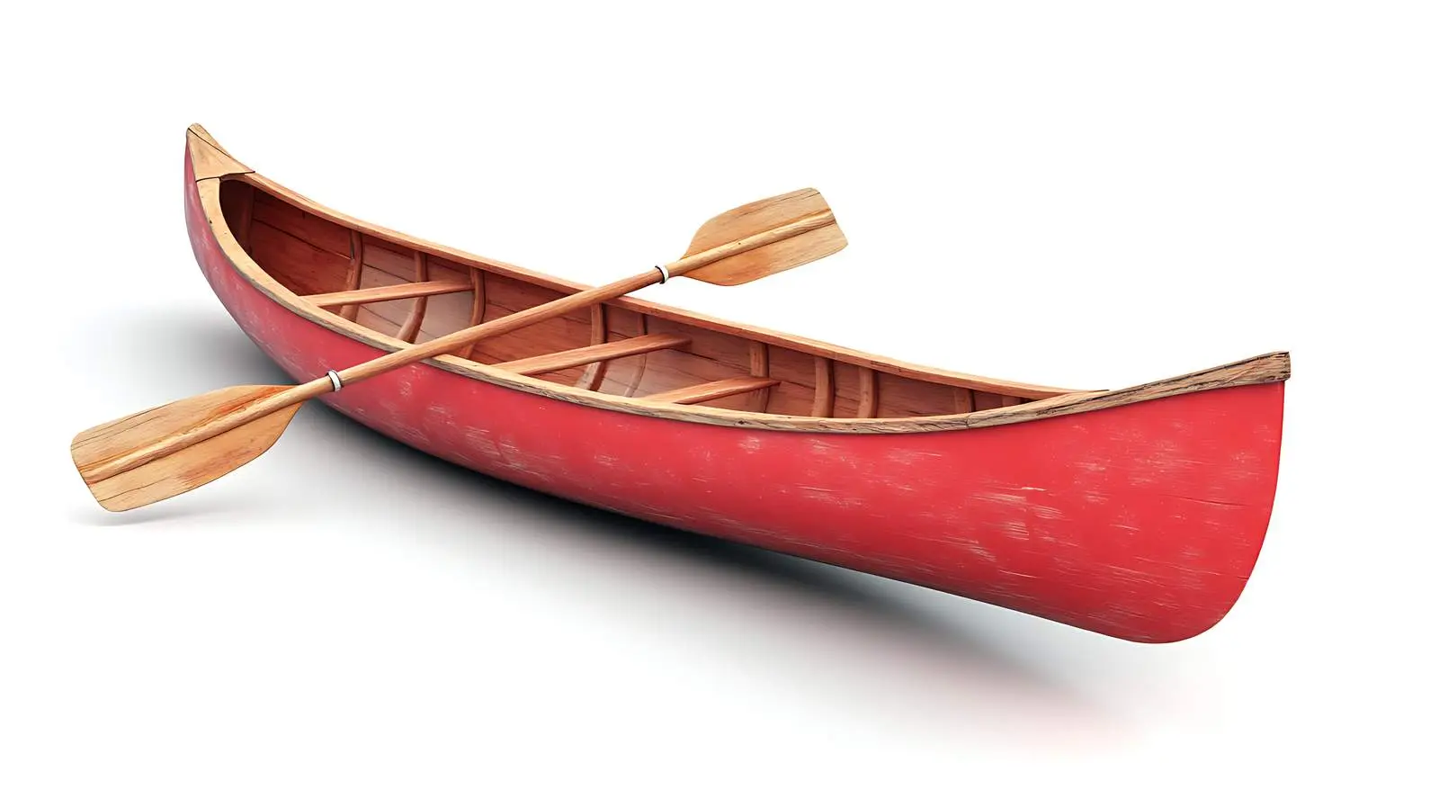 Red Wooden Canoe with Paddles — free download from Dotvec
