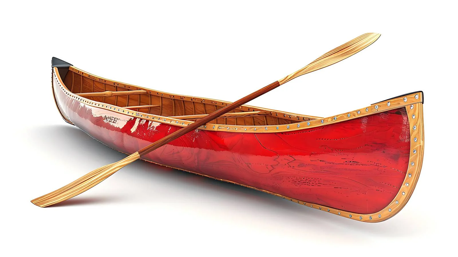 Classic Red Canoe with Paddles on White — free download from Dotvec