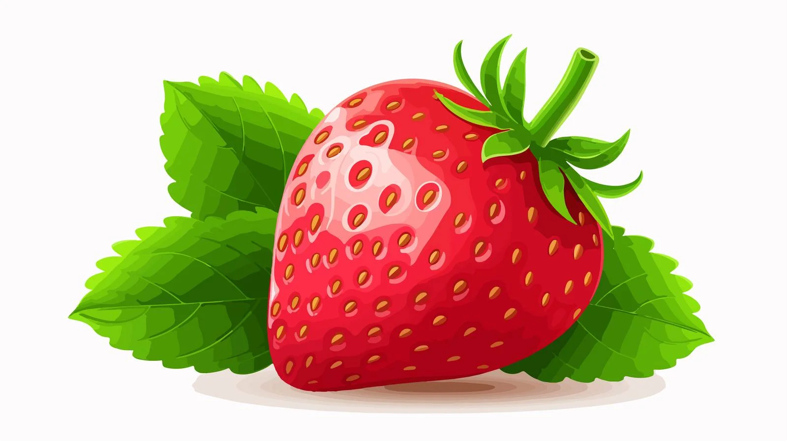 Vibrant Strawberry with Green Leaves — free download from Dotvec