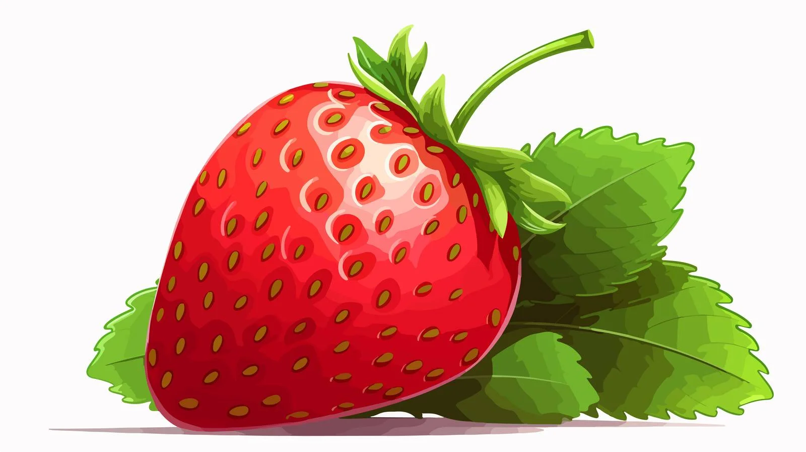 Vibrant Strawberry and Green Leaves — free download from Dotvec