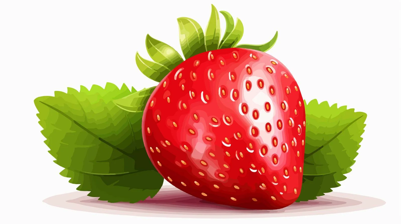 Vibrant Strawberry and Green Leaves — free download from Dotvec