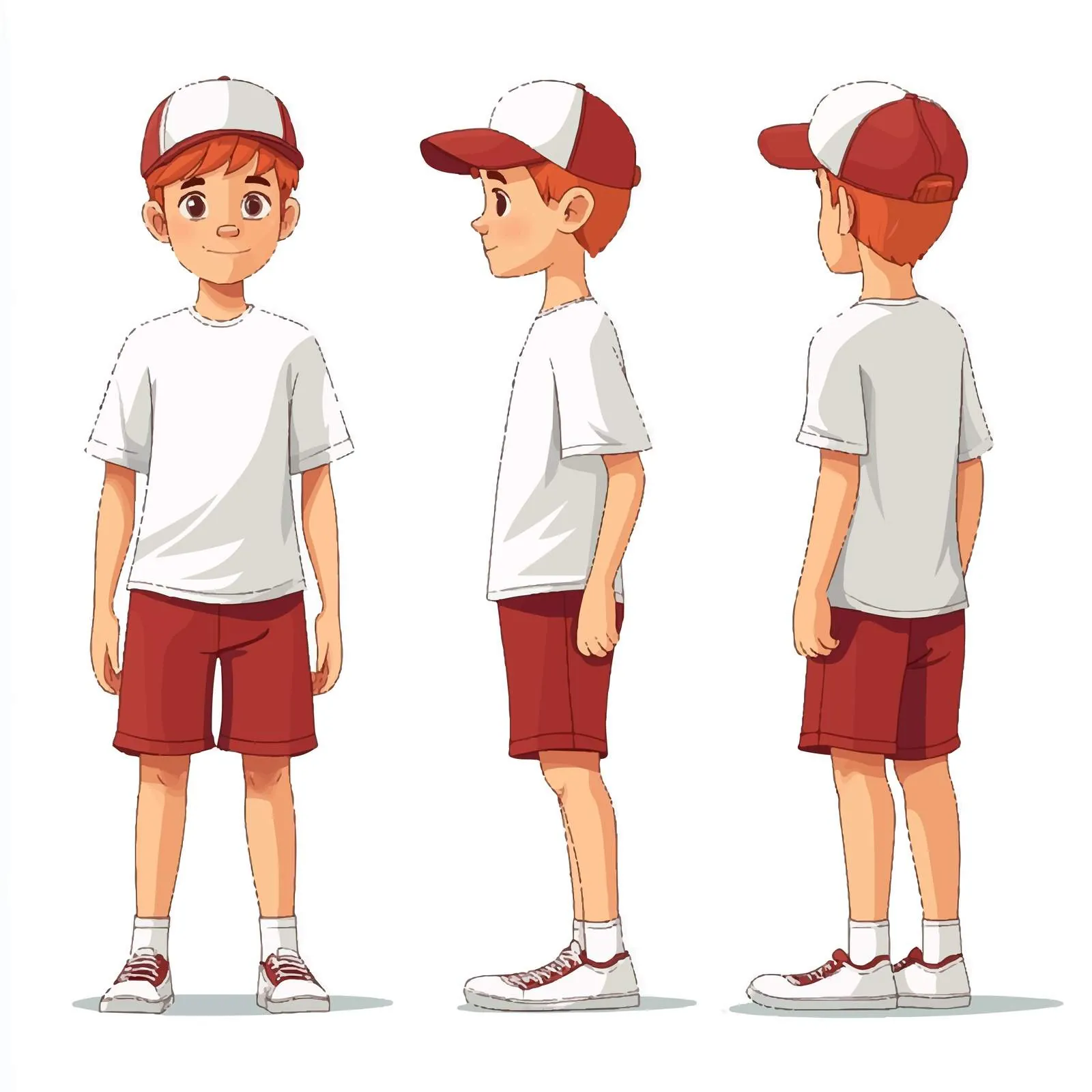 Redhead Teenage Boy Wearing Cap and T-Shirt – free shorts image from Dotvec