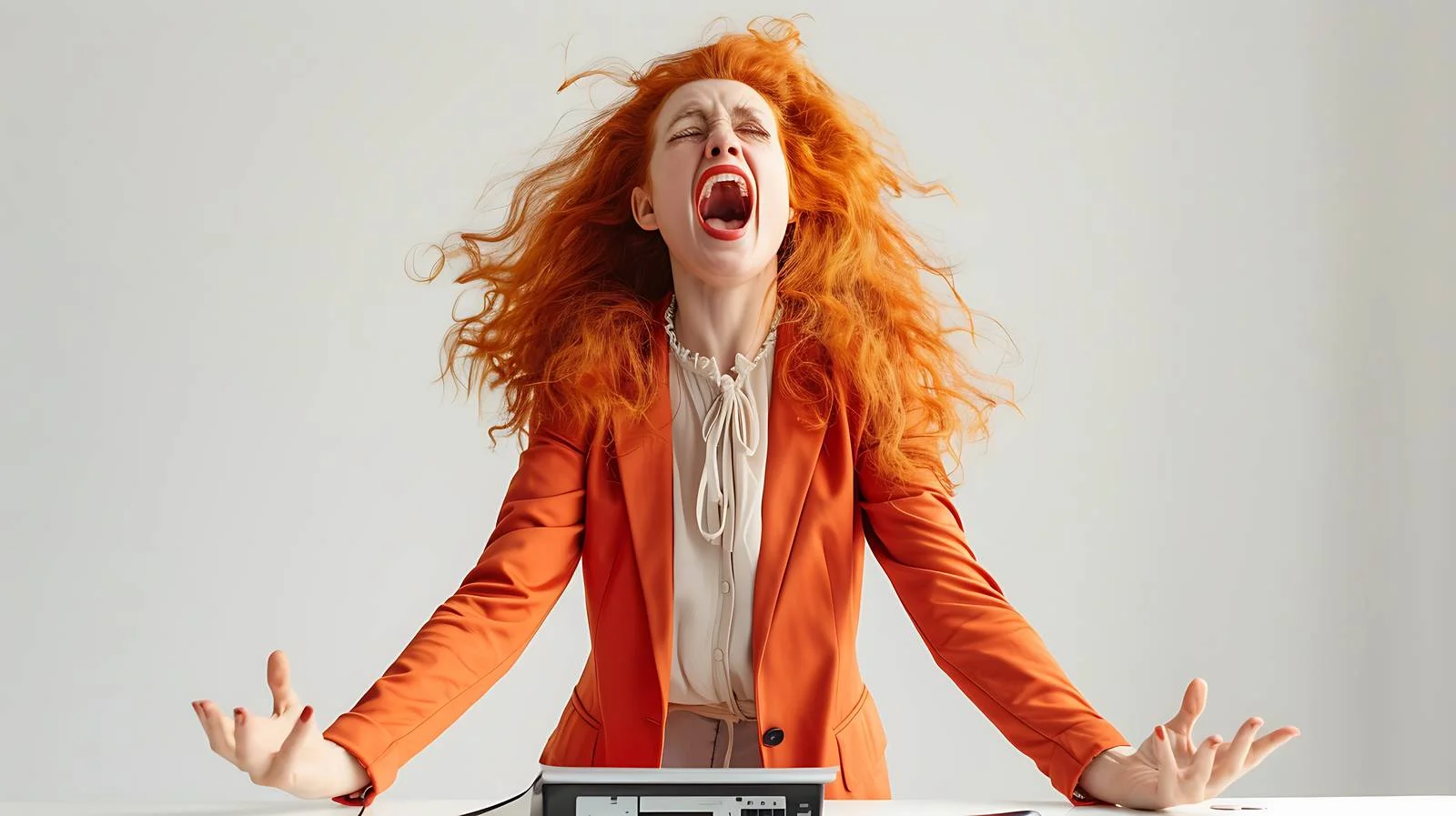 Elegant Redheaded Woman in Loft Office — free download from Dotvec