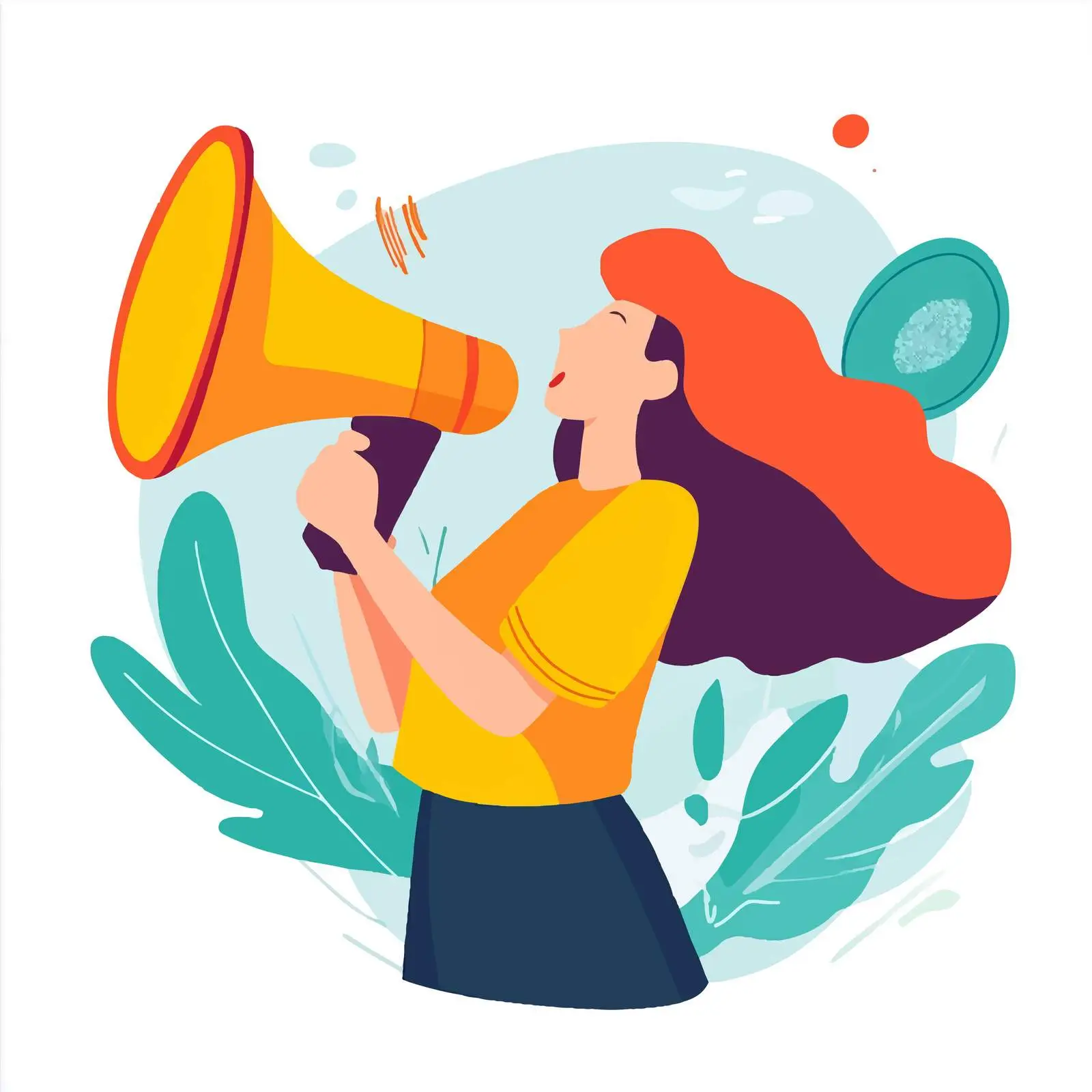 Woman Promoting Referral Marketing with Loudspeaker — free download from Dotvec