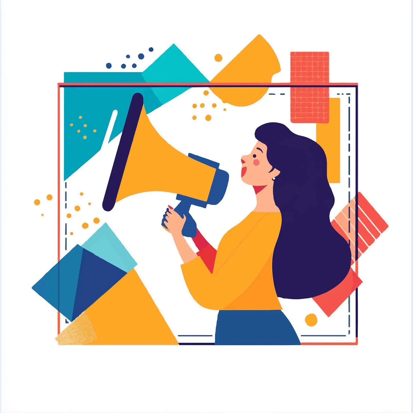 Referral Marketing Concept with Woman and Loudspeaker — free download from Dotvec