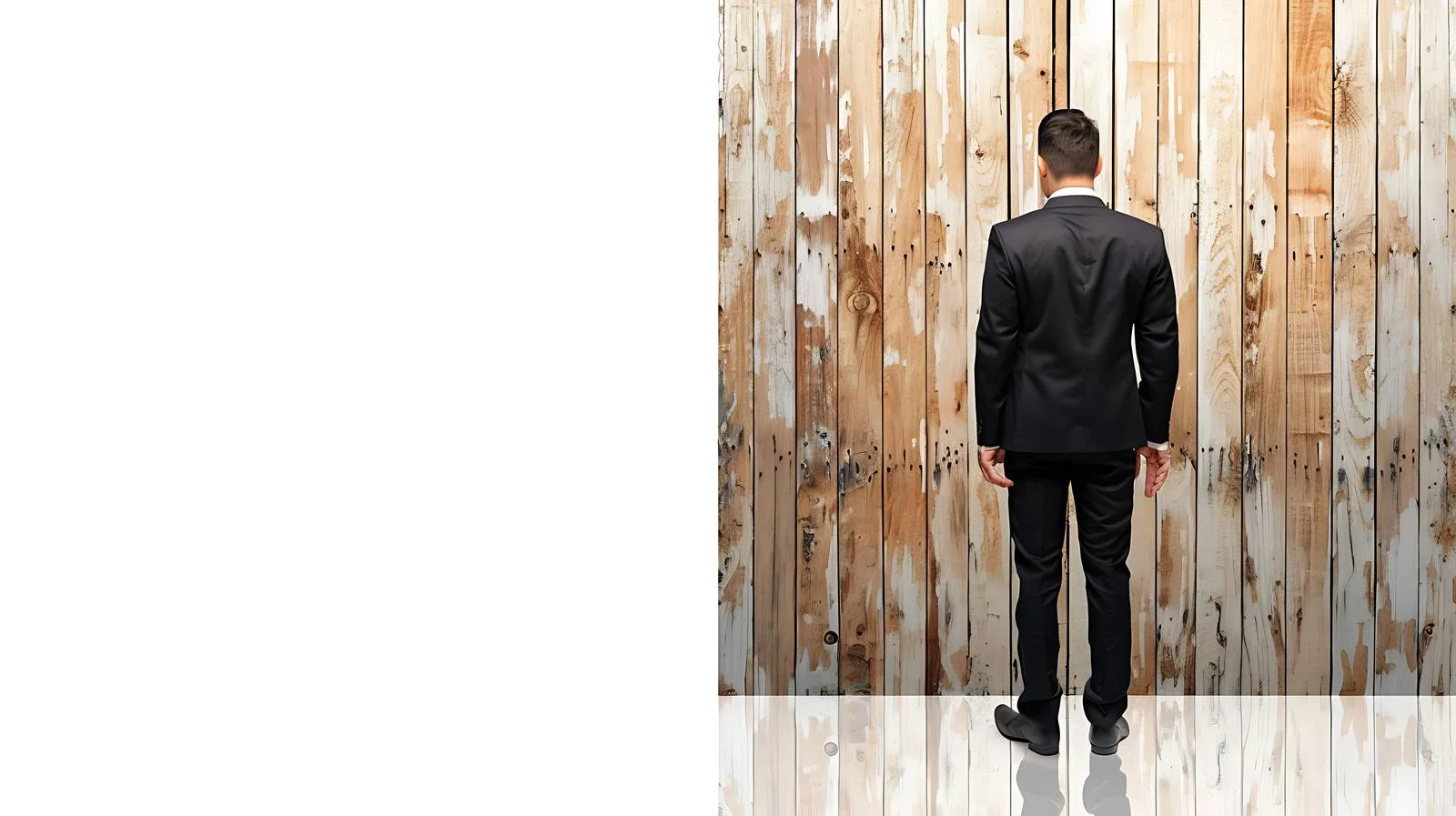 Professional Businessman Reflecting by Wooden Surface — free download from Dotvec