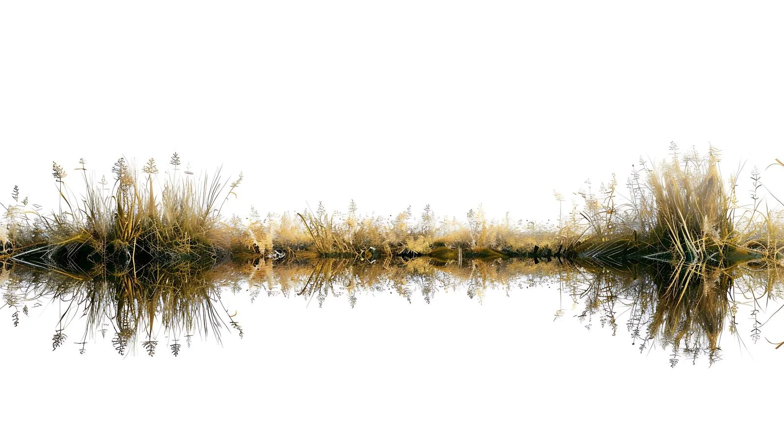 Serene Urban Wetlands Reflection on White — free download from Dotvec