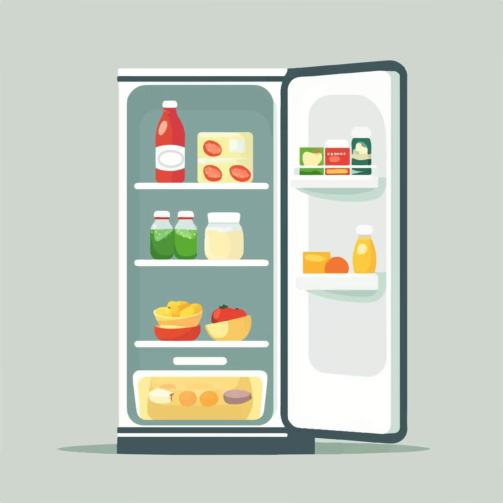 Fridge Flat Vector Illustration in Frame — free download from Dotvec