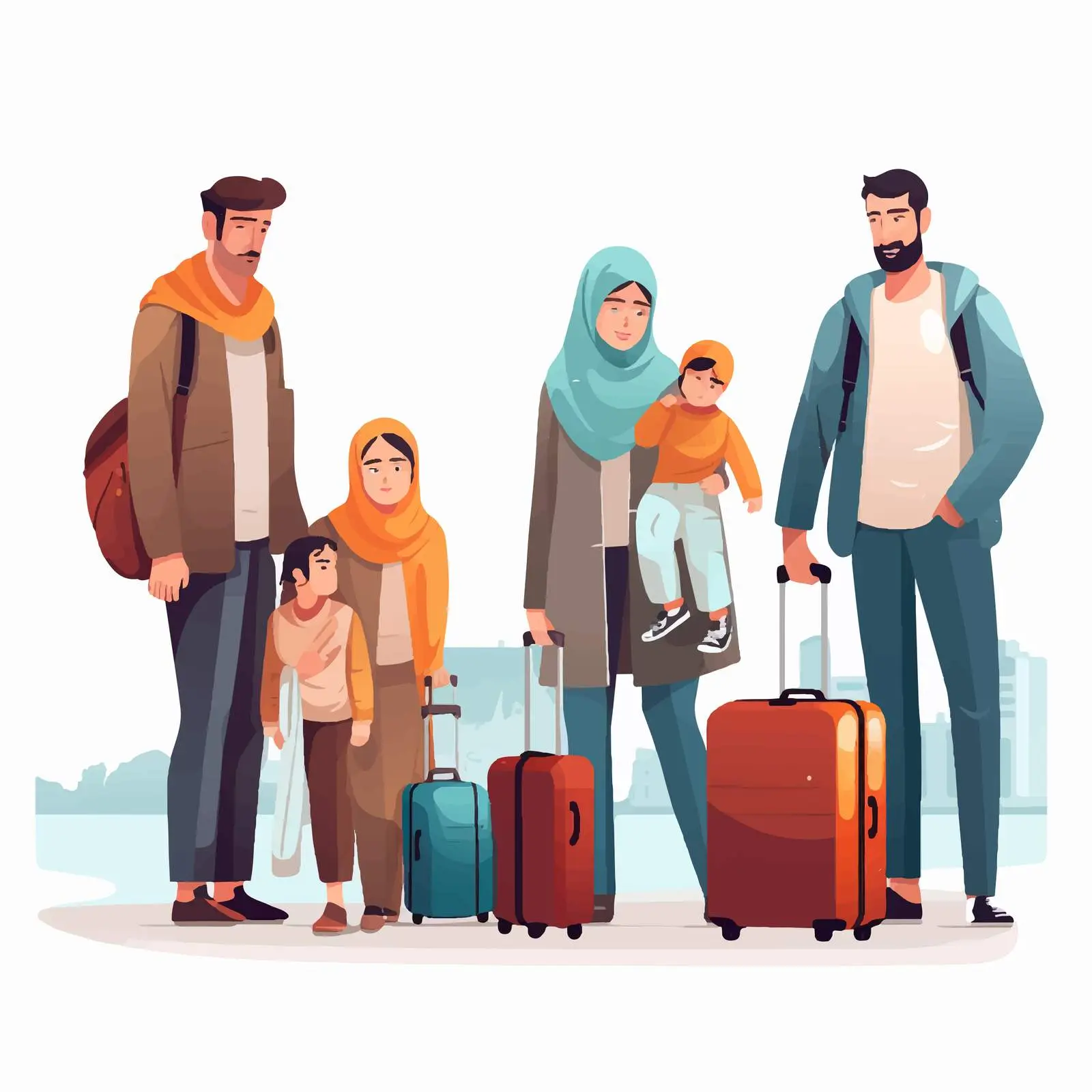 Sad Immigrant Family with Baby - Refugee Struggles — free download from Dotvec