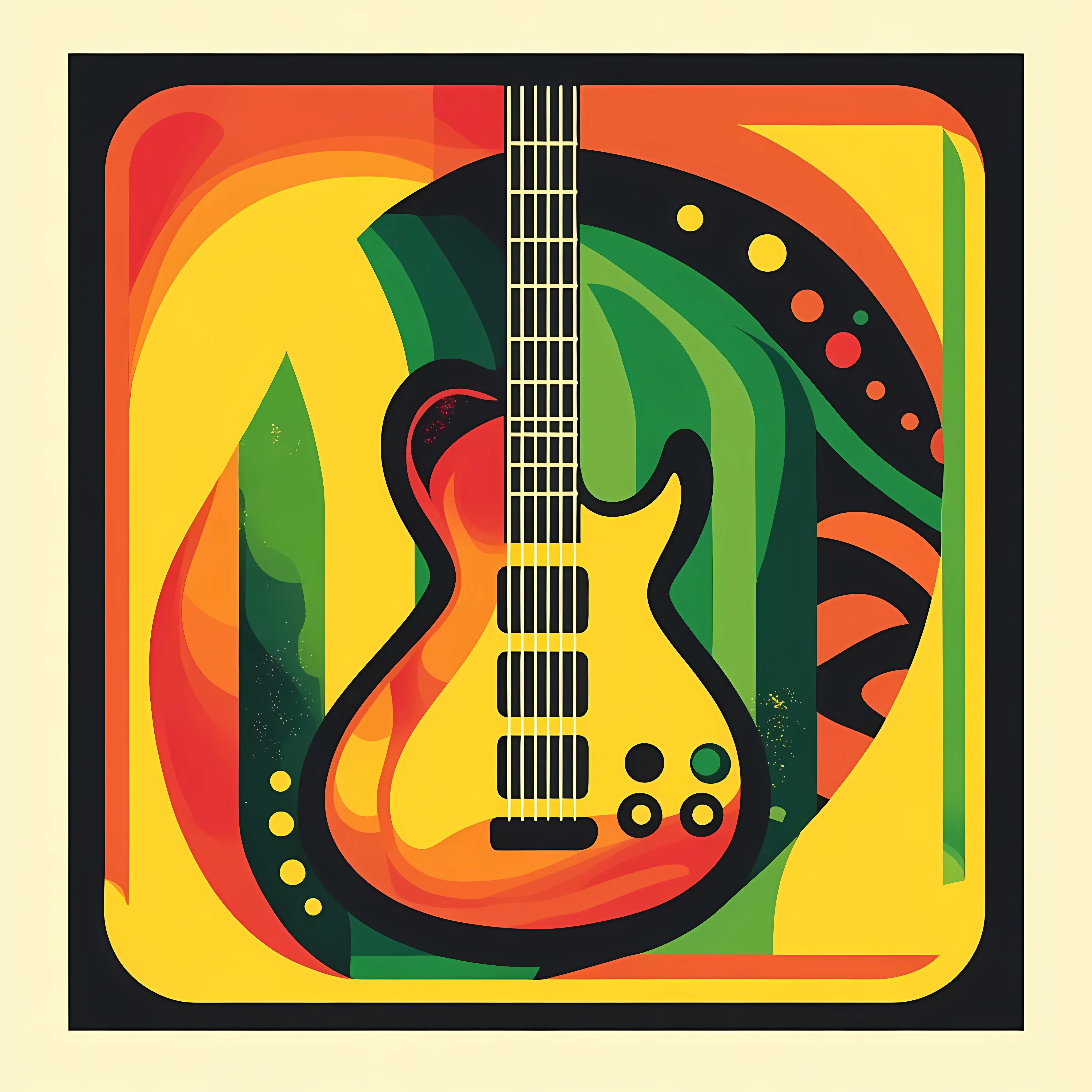 Flat Vector Illustration of Reggae Guitar Music – free caribbean image from Dotvec