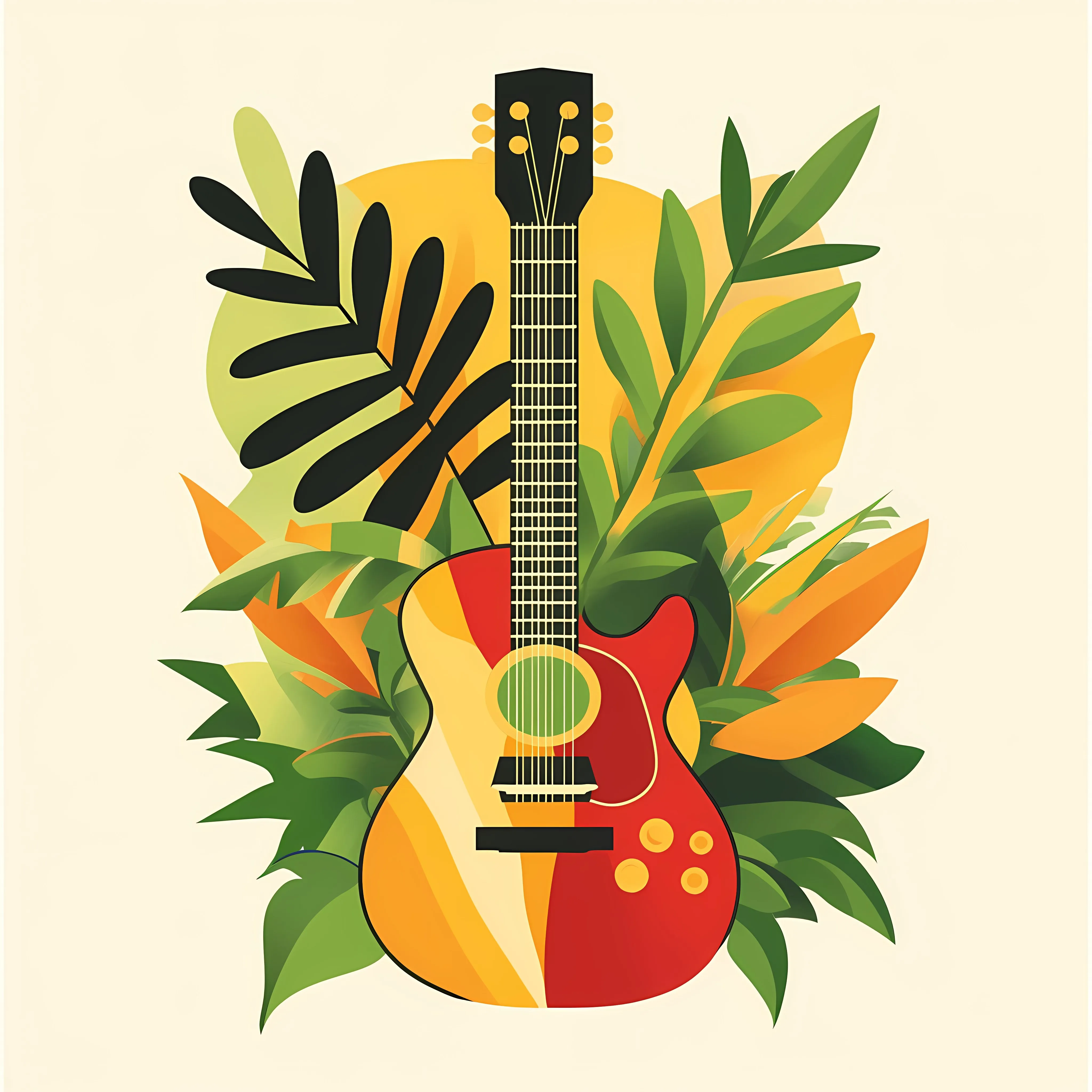 Reggae Guitar Music Flat Vector Illustration – free caribbean image from Dotvec